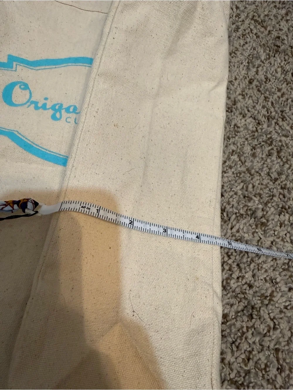 Origami Owl Cream Canvas Tote with Blue Logo Accent